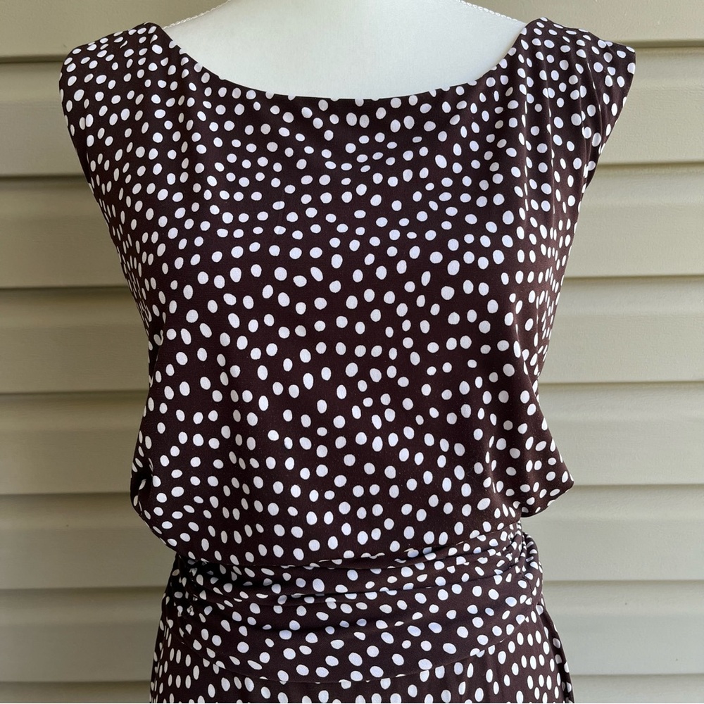 •Perceptions• Brown/White Polka Dot Dress - Size 24W - Picture 3 of 7